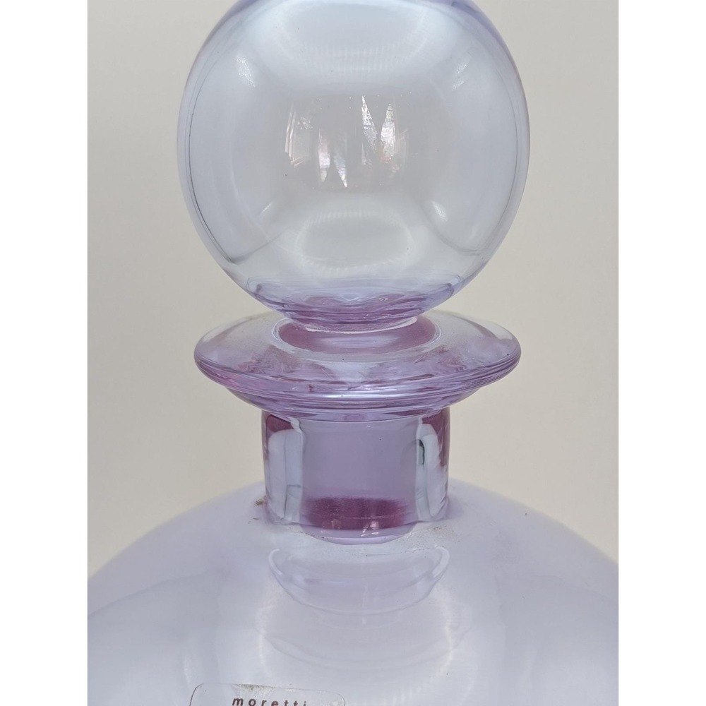 Carlo Moretti Murano Glass Decanter Purple Orb Stopper Made in Italy Vintage - Picture 3 of 16